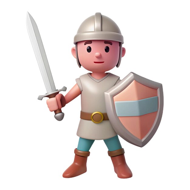 a figurine of a knight holding a sword and a shield