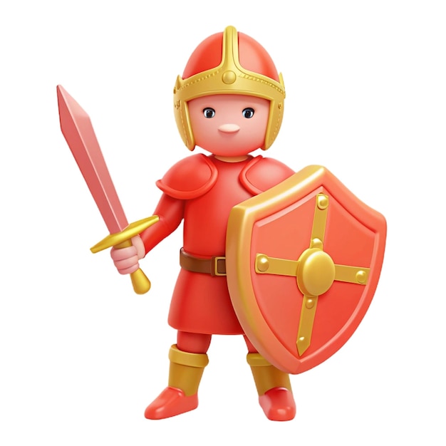 a figurine of a knight holding a sword and a shield