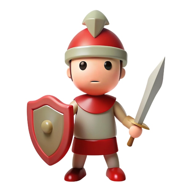 a figurine of a knight holding a sword and shield