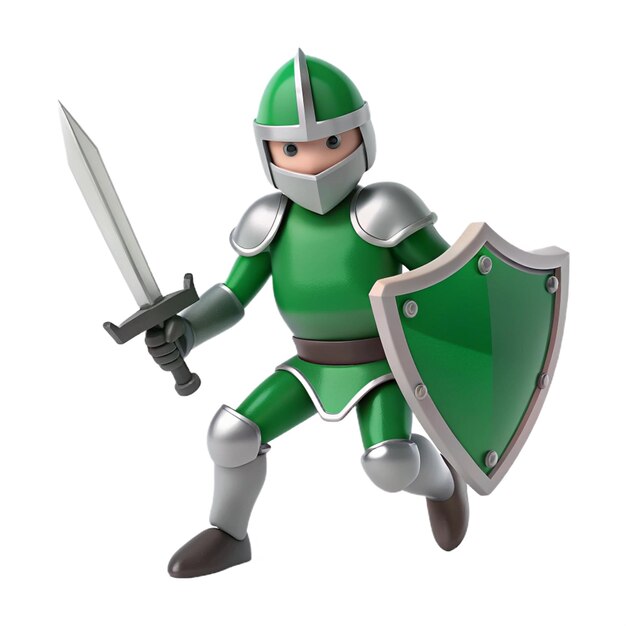 a figurine of a knight with a sword and shield