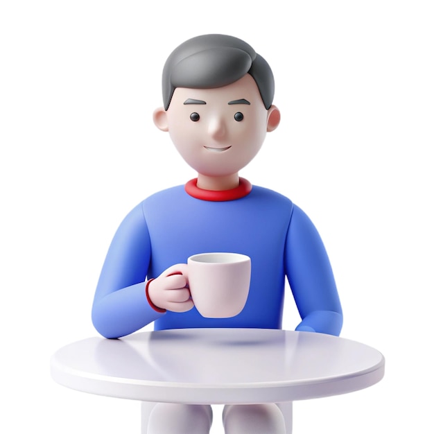 a figurine of a man holding a cup of coffee