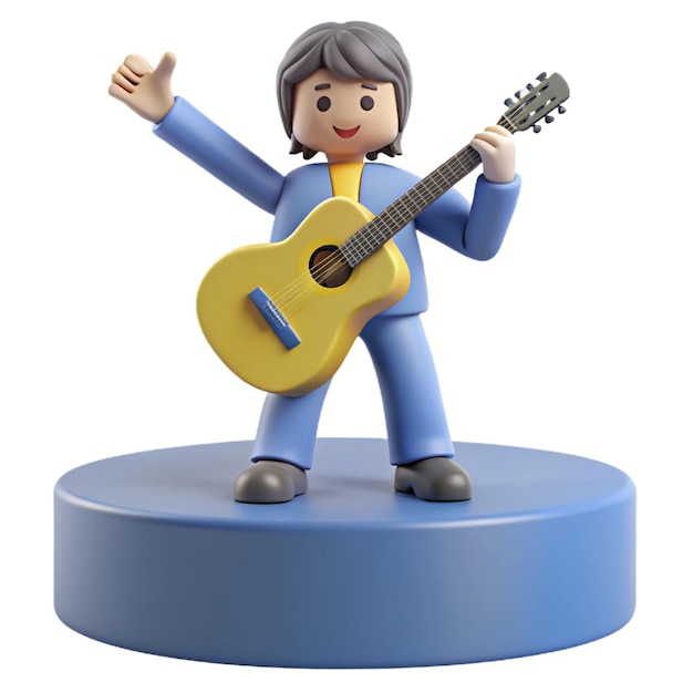 a figurine of a man holding a guitar on a pedestal