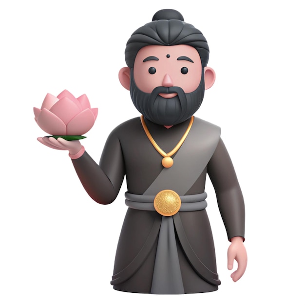 PSD a figurine of a man holding a rose