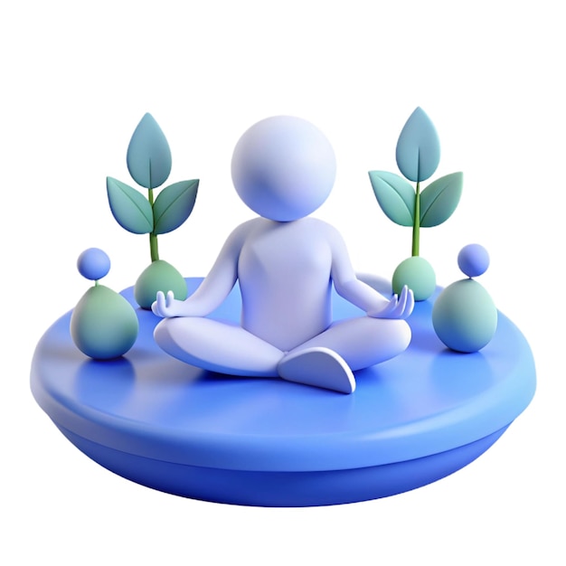 PSD a figurine of a man sitting on a round blue round table with three small children