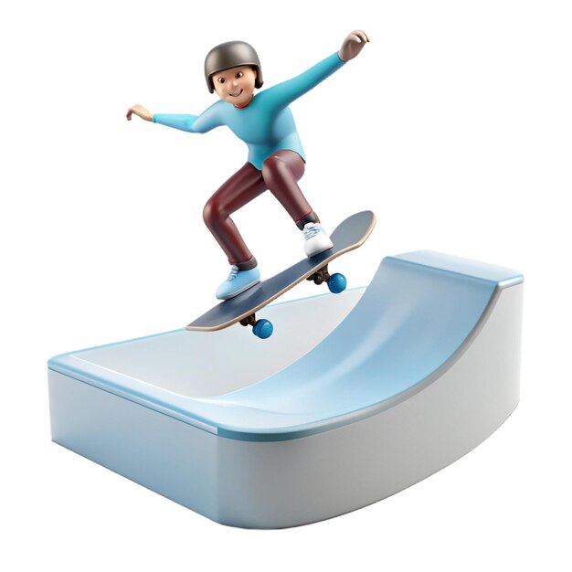 a figurine of a man on a skateboard on a white background