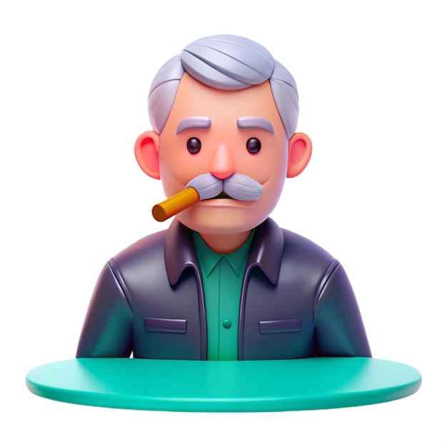 PSD a figurine of a man smoking a cigar on a green table