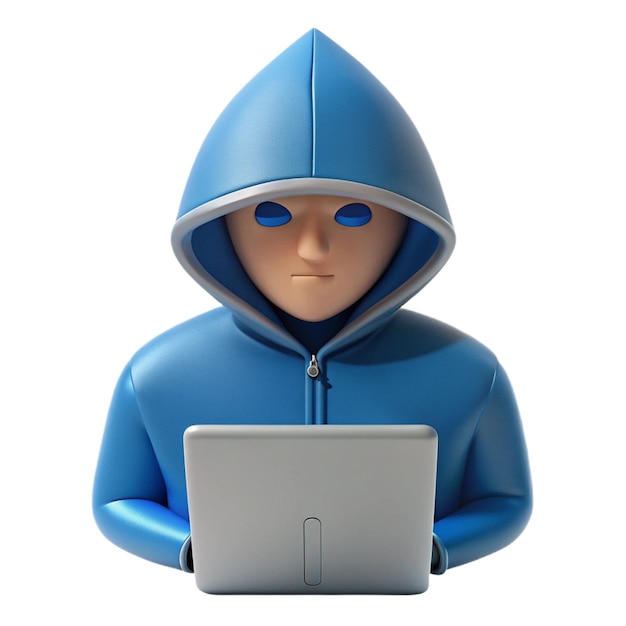 a figurine of a man wearing a blue raincoat with a hood on it