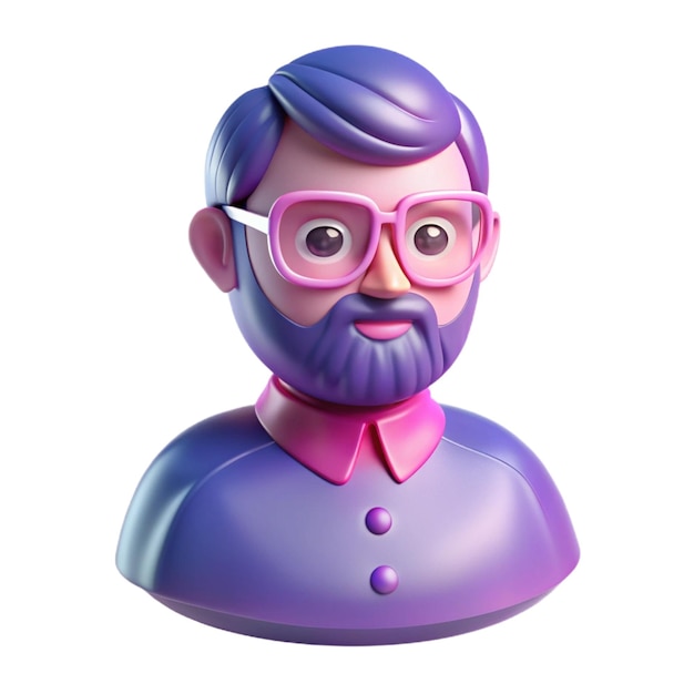 PSD a figurine of a man wearing glasses and a pink shirt