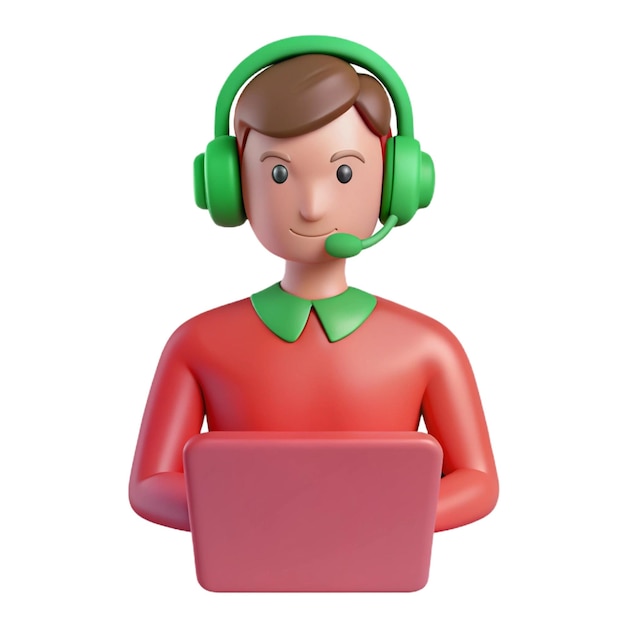 a figurine of a man wearing a green headphones