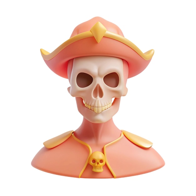 a figurine of a man wearing a hat with a skull on it