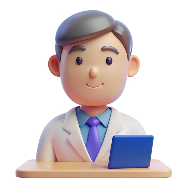 a figurine of a man wearing a suit and tie sits at a desk