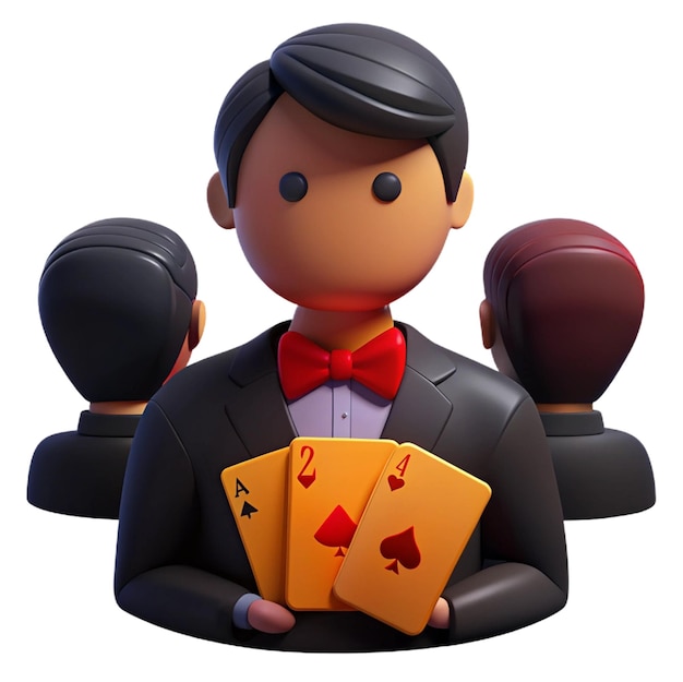 PSD a figurine of a man wearing a tuxedo suit and a suit with a red bow tie