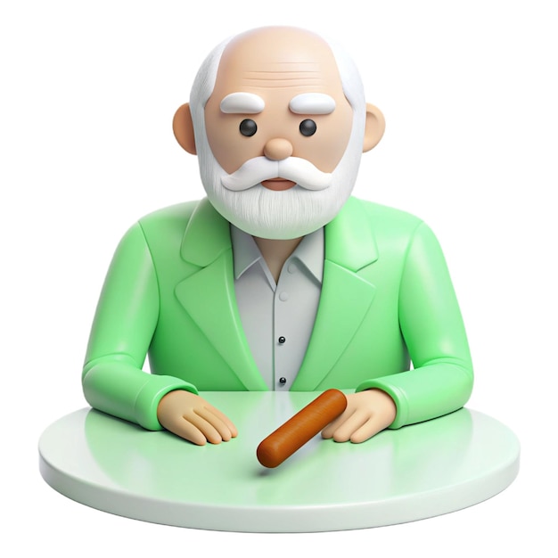 PSD a figurine of a man with a beard and a green jacket