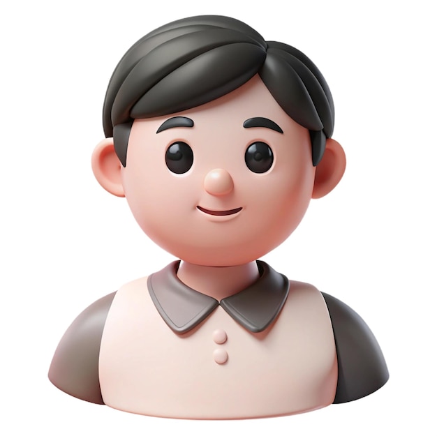 a figurine of a man with a black hair and a white shirt