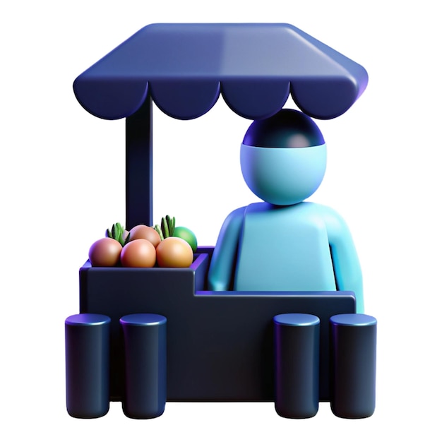 PSD a figurine of a man with a blue shirt on it and a blue umbrella over the top