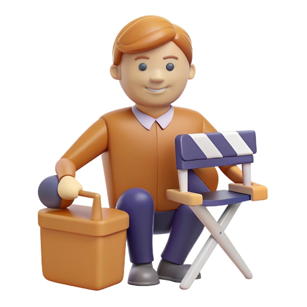 PSD a figurine of a man with a box and a box with a sign that says quot the name quot on it