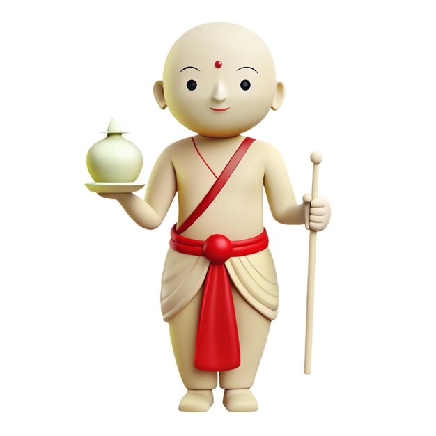 a figurine of a monk holding a figurine of a figurine