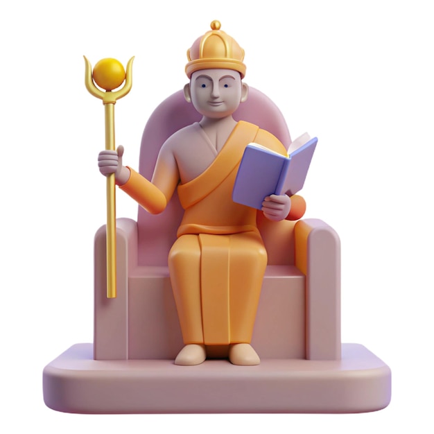 a figurine of a monk reading a book