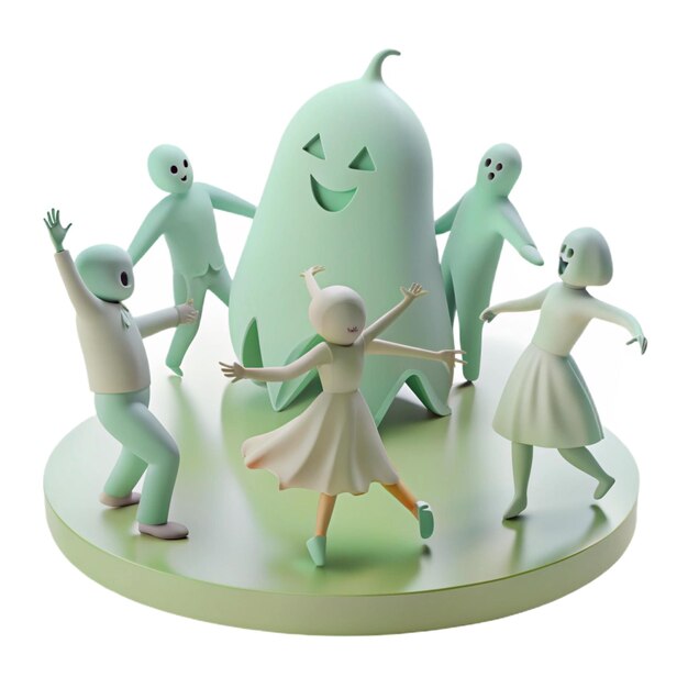 PSD a figurine of people dancing around a table with the words quot the word quot on it