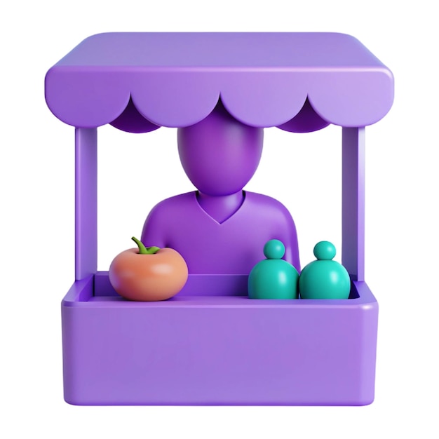 a figurine of a person in a toy box with fruit and a fruit in it