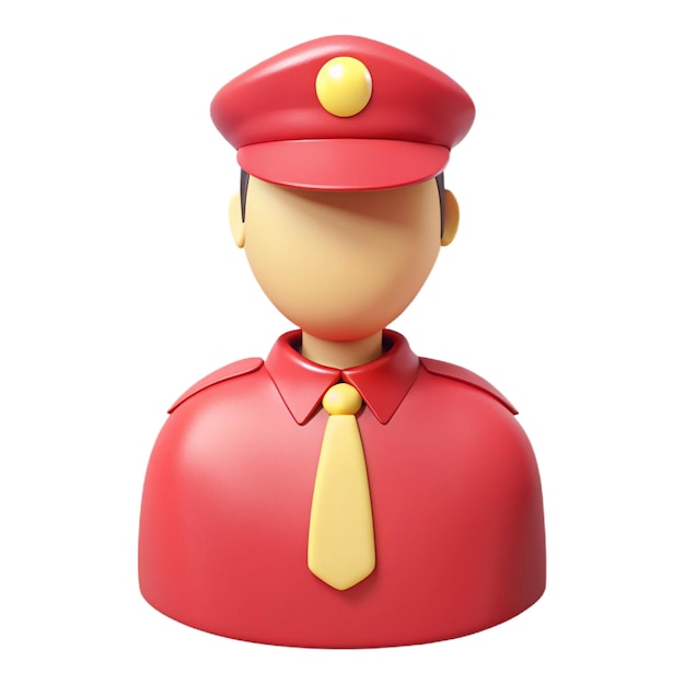 PSD a figurine of a pilot with a red hat and a yellow tie