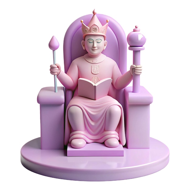 a figurine of a princess sits on a purple throne