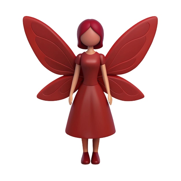 PSD a figurine of a red angel with a red dress and red wings