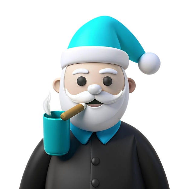 PSD a figurine of santa holding a cigar and a cigarette