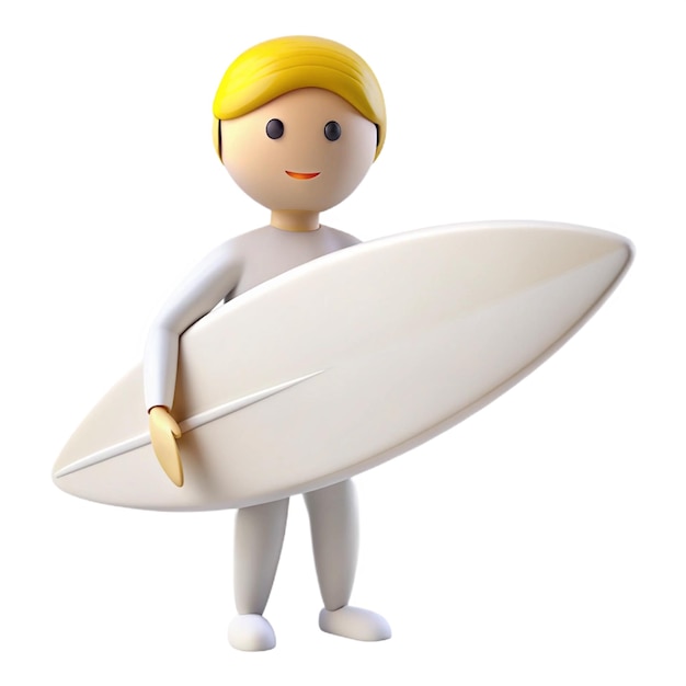 PSD a figurine of a surfer holding a surfboard with a surfboard on it