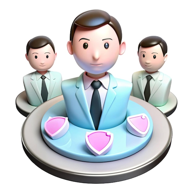 a figurine of three men with a heart shaped cake in front of them