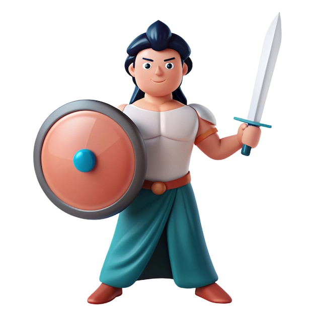 PSD a figurine of a warrior with a sword and shield