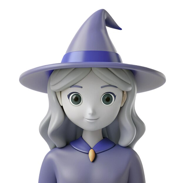 PSD a figurine of a witch with a purple hat on it