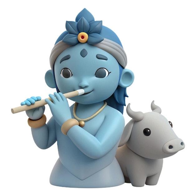 PSD a figurine with a flute and a cow