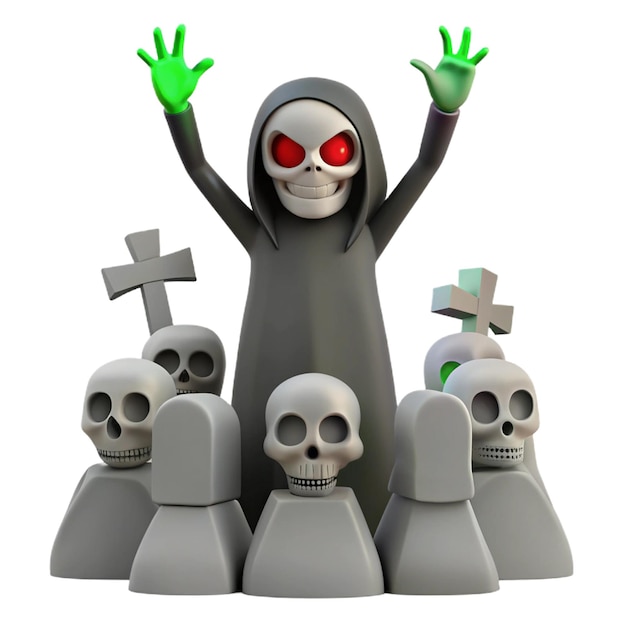 PSD a figurine with green hands and skulls with one that says quot zombie quot