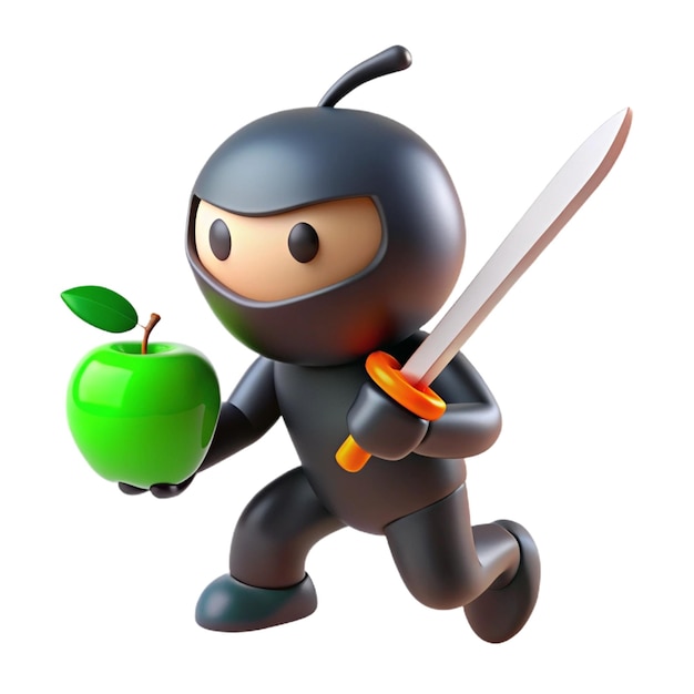 a figurine with a knife and an apple on it