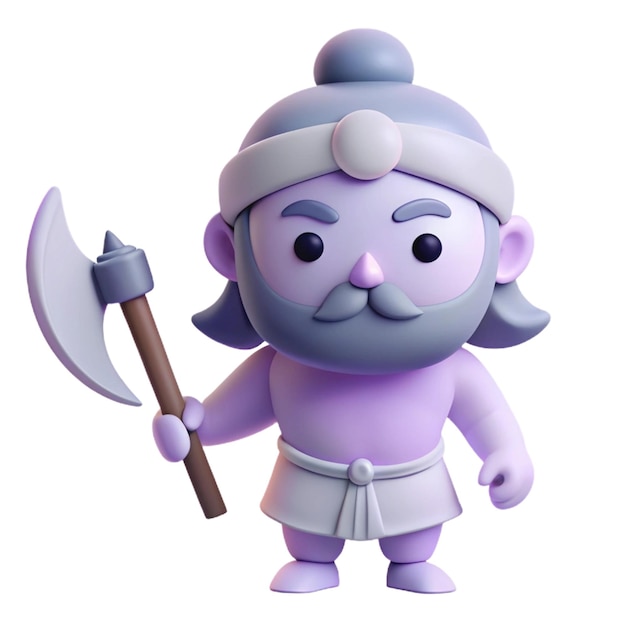 PSD a figurine with a purple outfit and a large sword