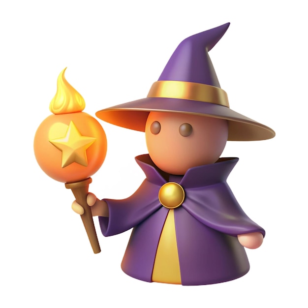 a figurine of a wizard with a magic wand