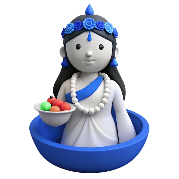 PSD a figurine of a woman holding a bowl of fruit