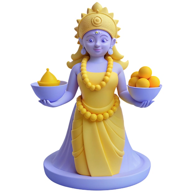 a figurine of a woman holding a bowl of lemons