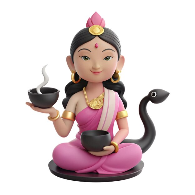 PSD a figurine of a woman holding a cup of tea