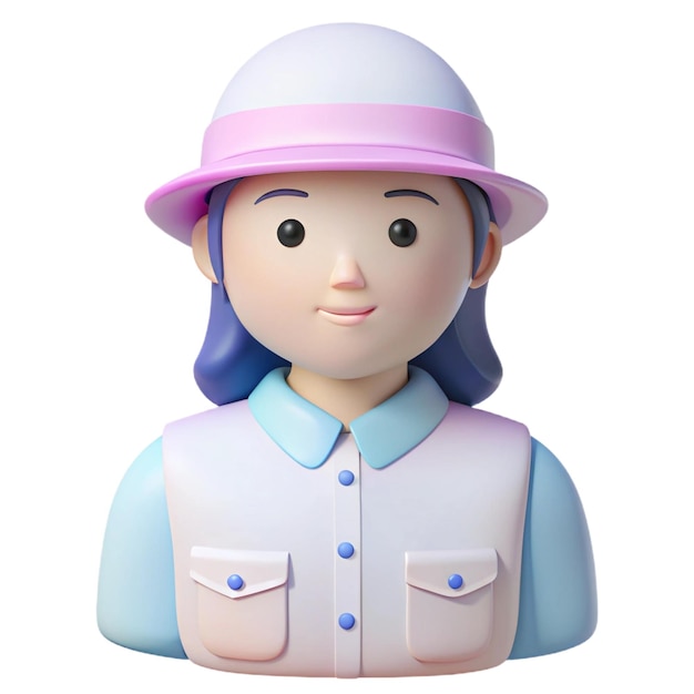 a figurine of a woman wearing a pink hat and vest