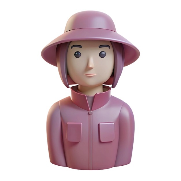 a figurine of a woman wearing a purple coat and hat