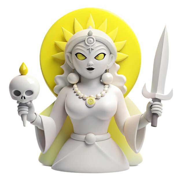 PSD a figurine of a woman with a knife and a yellow circle