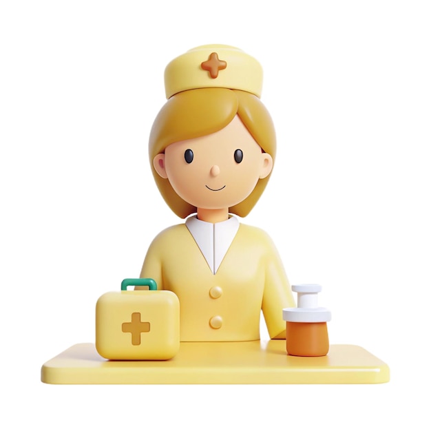 PSD a figurine of a woman with a medical uniform on