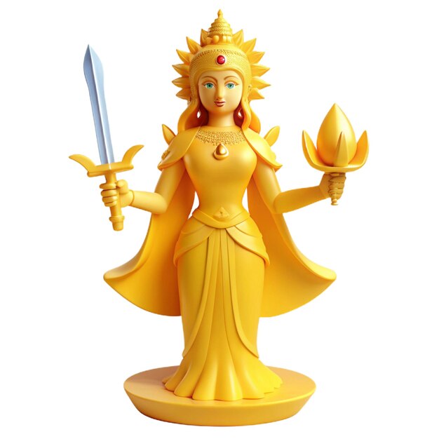 a figurine of a woman with a sword and a sword