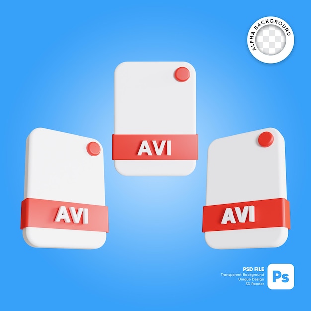 File Formats avi 3D Icon render