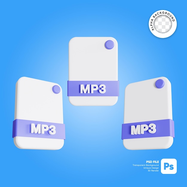 File Formats mp3 3D Icon render