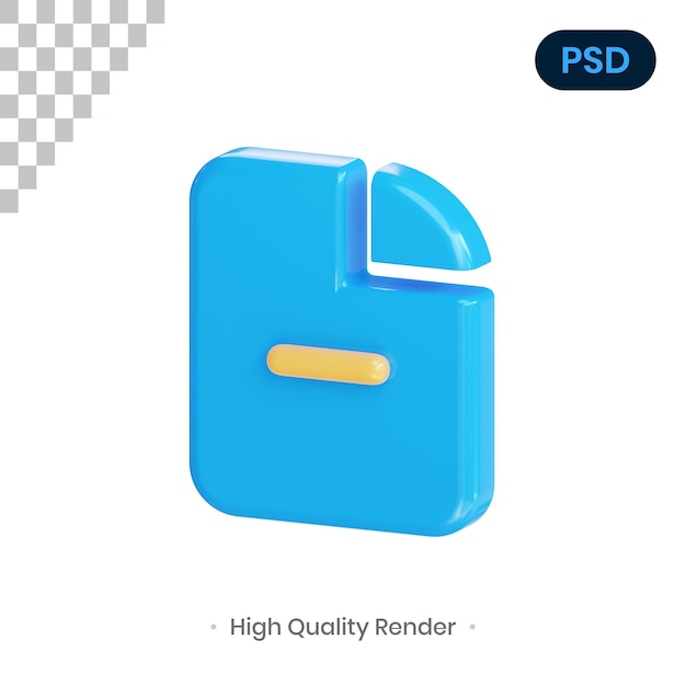 File Minus 3D Render Illustration Premium Psd