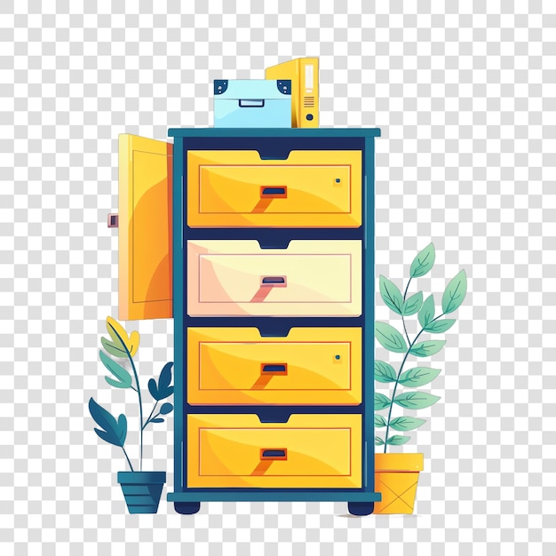 PSD filing cabinet realistic photo isolated on transparent background