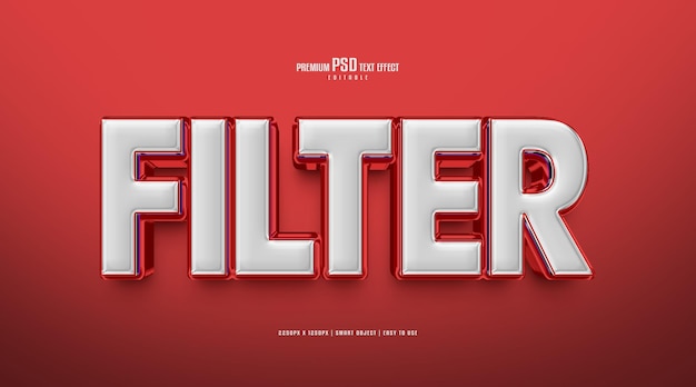 Filter 3d editable premium psd text effect